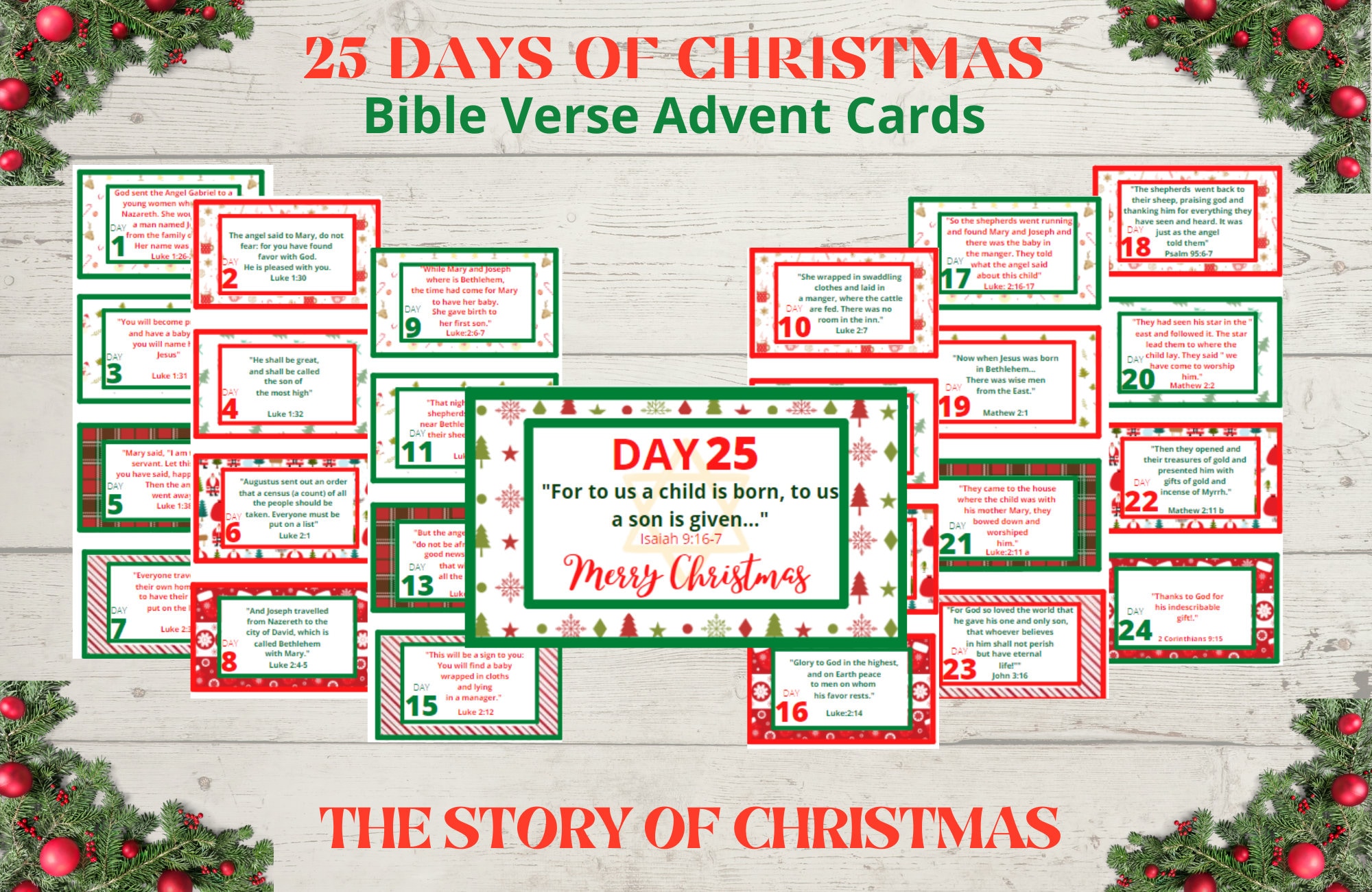Advent Calendar Bible Verses for Christmas 25 Easy to Read Etsy