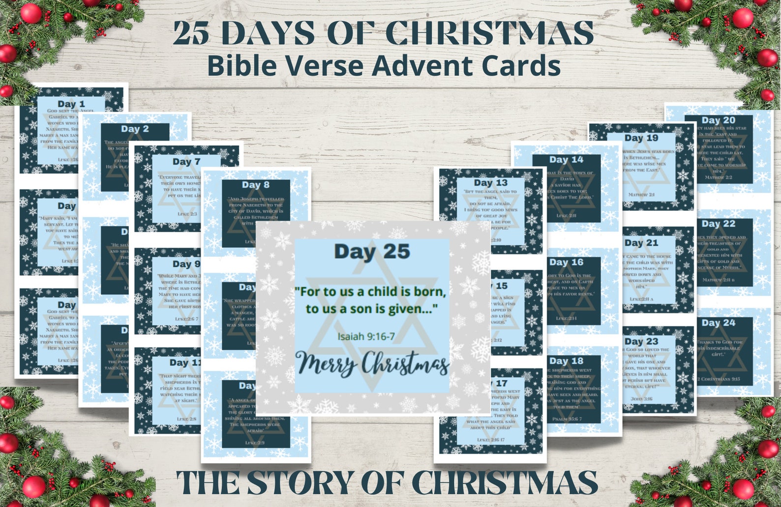 Advent Calendar Bible Verses for Christmas 25 Easy to Read Etsy