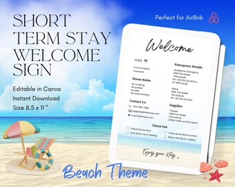 Airbnb Welcome Sign,Vacation Rental,Printable,Guest Arrival Poster,Things to Know,Beach House Rules,Wifi Info Sheet,VRBO,Template