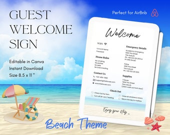 Airbnb Welcome Sign,Vacation Rental,Printable,Guest Arrival Poster,Things to Know,Beach House Rules,Wifi Info Sheet,VRBO,Template