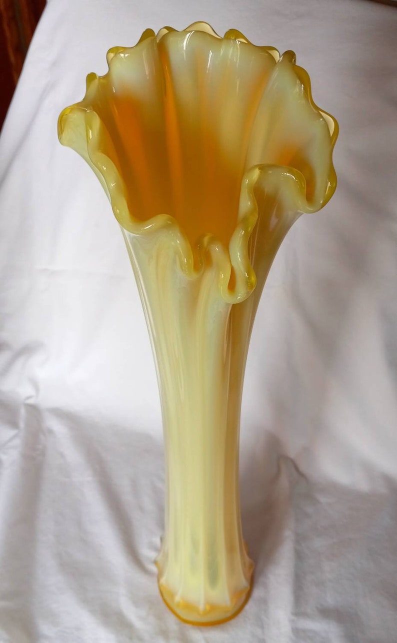 Vintage Rare Large Fostoria Heirloom Yellow Opalescent Glass Etsy