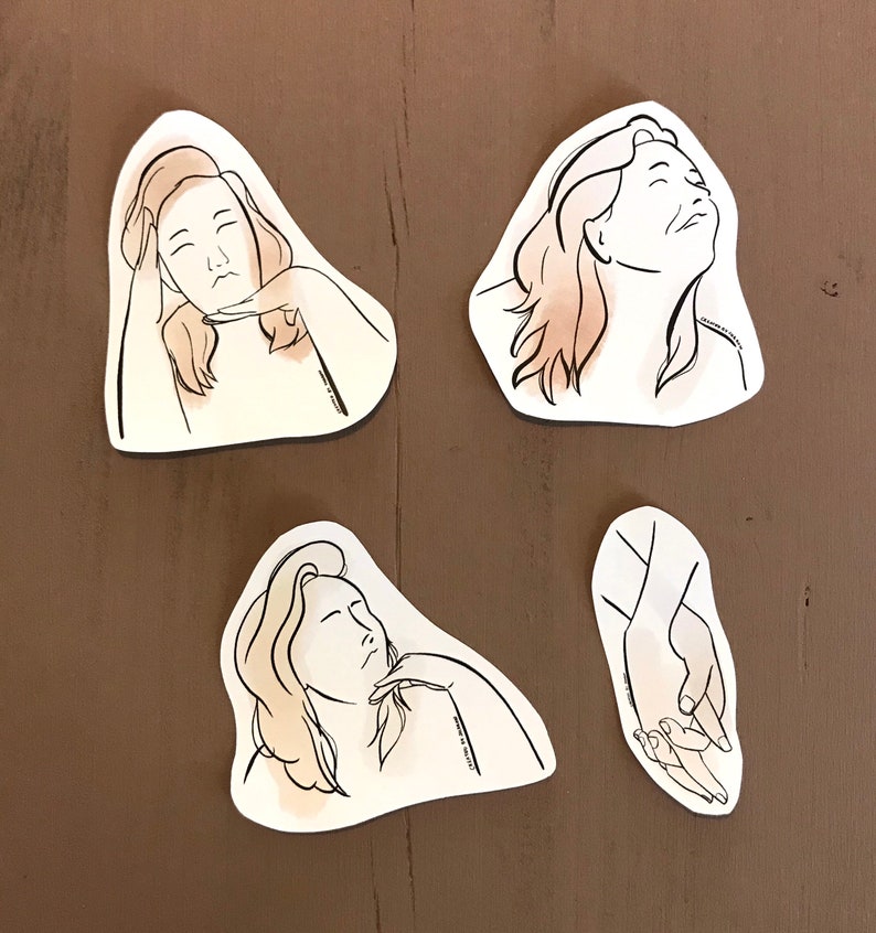 Feminine paper stickers set of 4