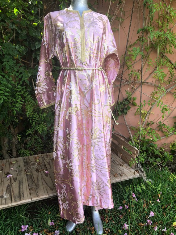 Vintage Pink & Gold Moroccan Kaftan