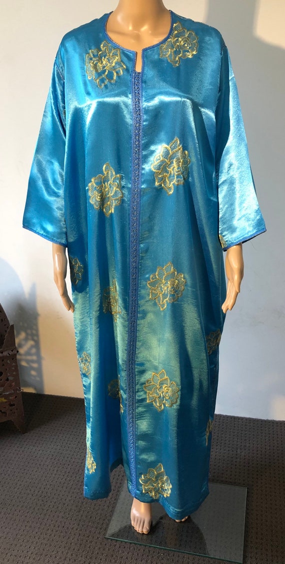 Vintage Turquoise & Gold Moroccan Kaftan