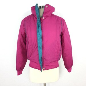 Vintage Emilio D&#39;Italia Ski Pink Jacket, Size 10, WTeal & Pink Bomber Jacket, Ladies 80&#39;s Winter Coat, Snow Coat, Skiing Coat, Racing Coat