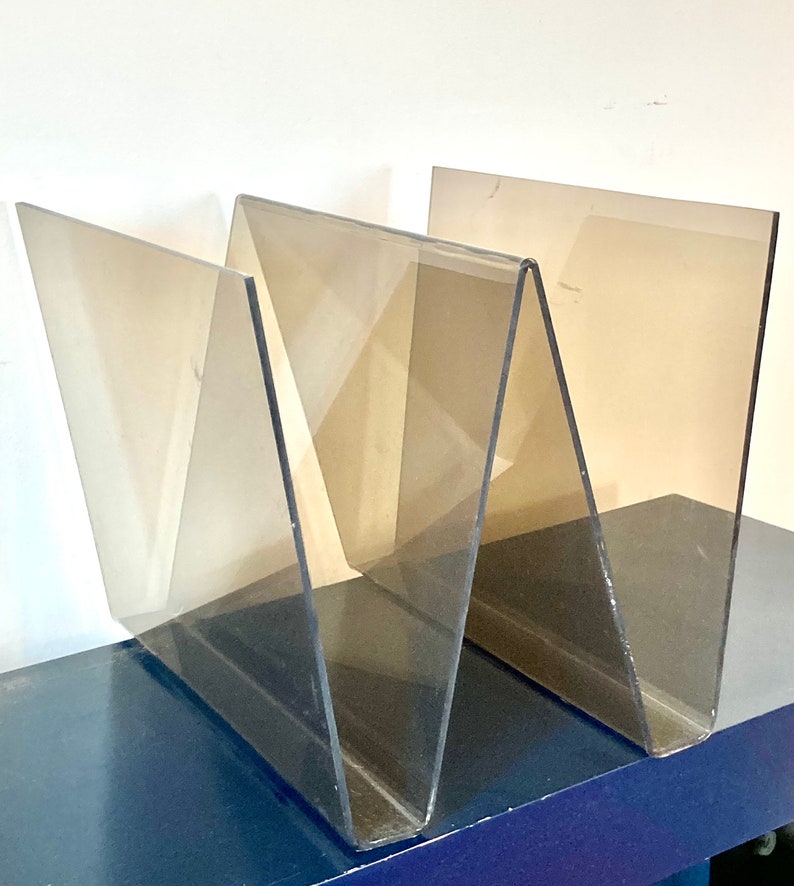 1980s Smoked shops Bent Lucite Magazine Rack