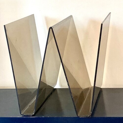1980s Smoked shops Bent Lucite Magazine Rack
