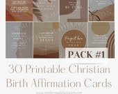 30 Christian Birth Affirmation Printable Cards (pack 1) | Scripture based, biblical birth, DIGITAL DOWNLOAD