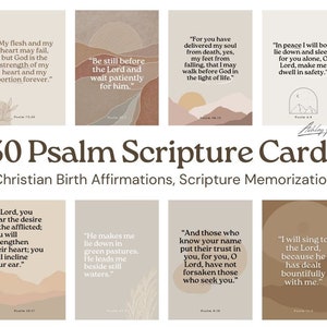 Tarjetas con 30 versículos de las Sagradas Escrituras sobre el nacimiento cristiano, afirmaciones cristianas sobre el nacimiento, parto en casa esperanzador, cesárea, tarjeta de oración, versículos bíblicos, descarga digital imprimible