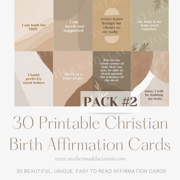 Set of 30 Christian Birth Affirmation Printable Cards (PACK TWO) | Digital Download | Positive Birth Quotes | Bible Verse | Birth Mantra
