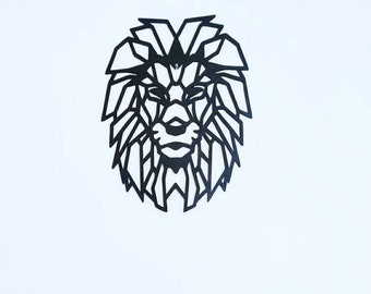 Geometric Lion Head: Baltic Birch Wall Art