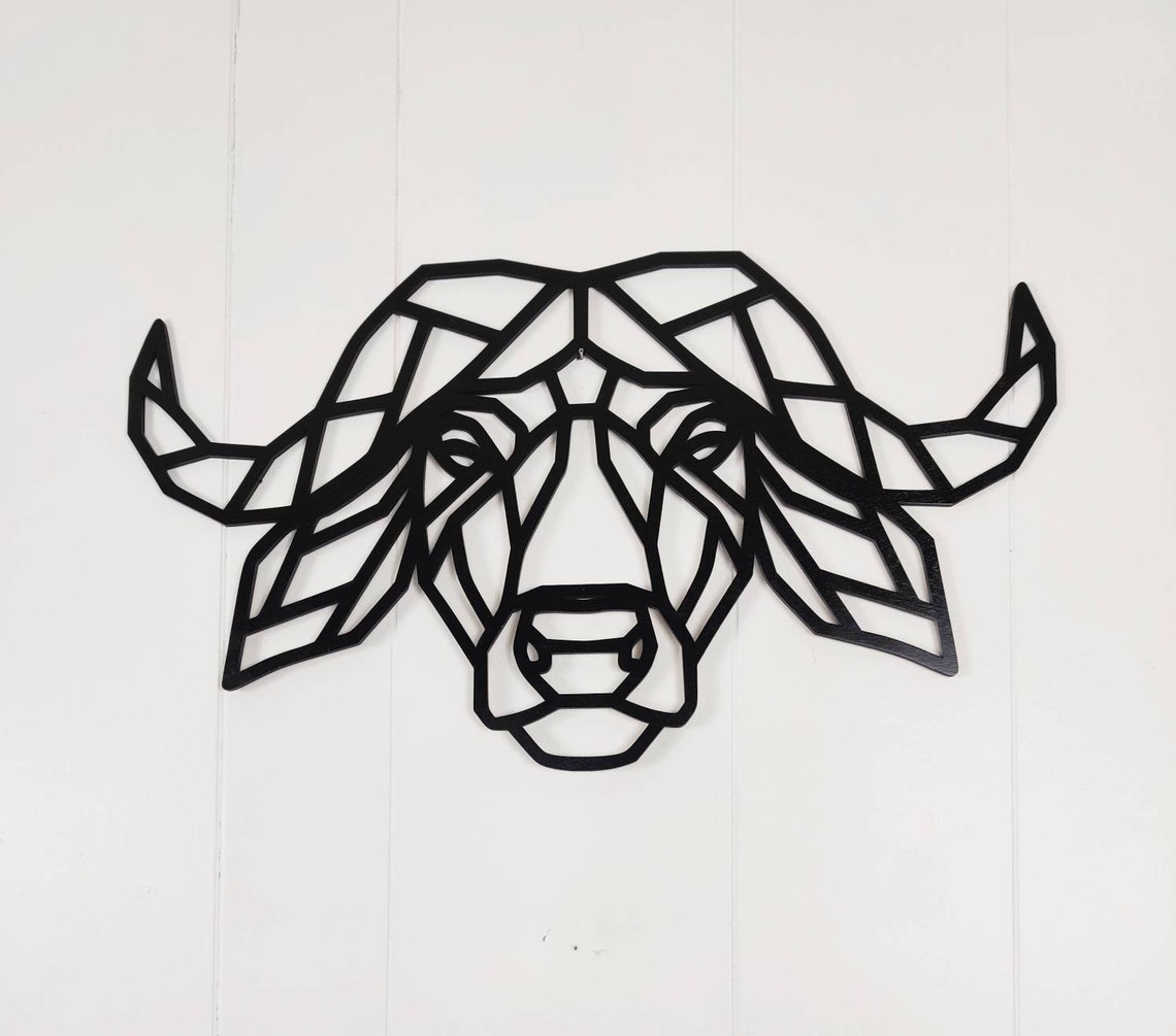 Bull Wall Art Geometric Wooden Bull Wall Hangings Man Cave Etsy