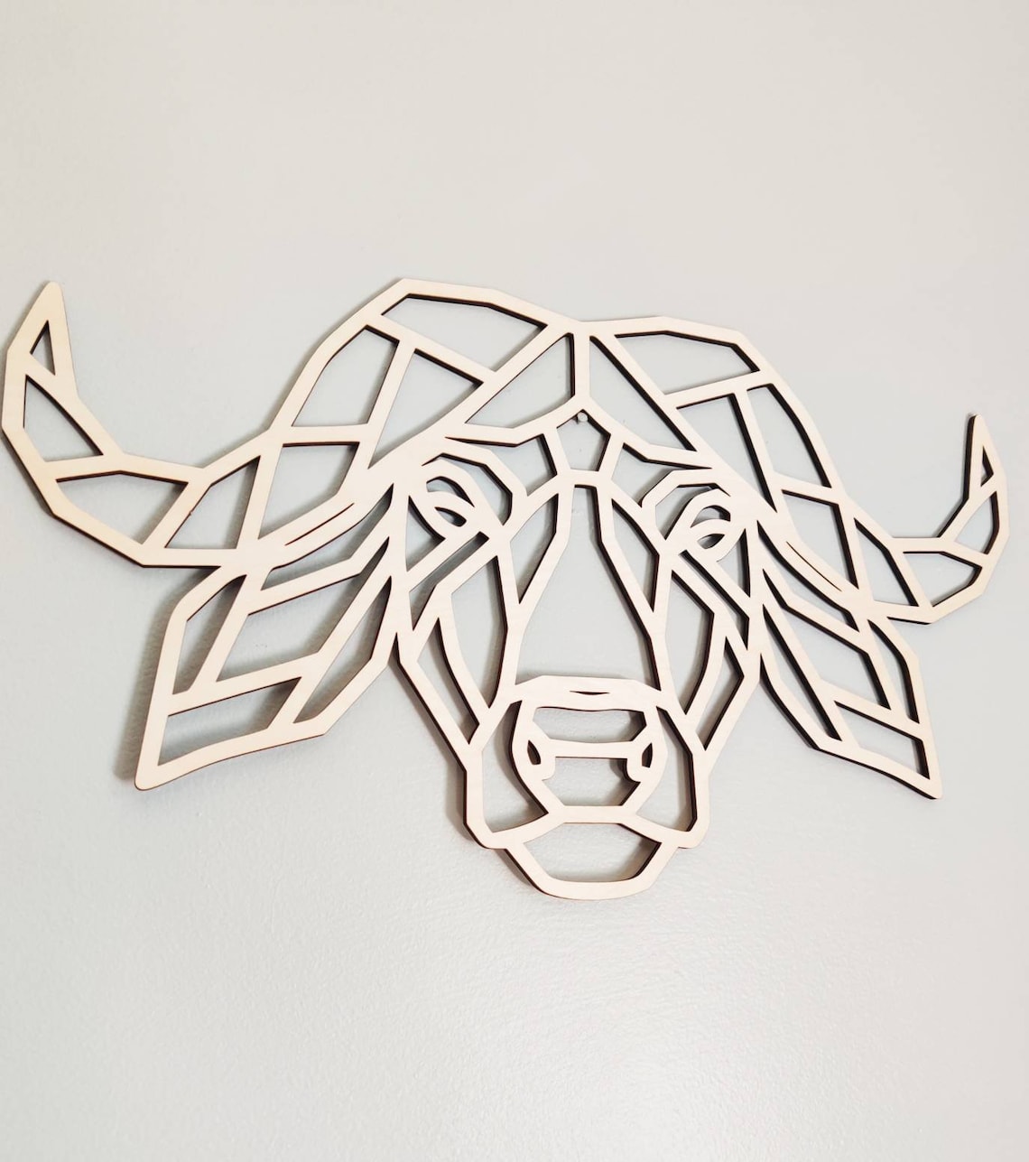 Bull Wall Art Geometric Wooden Bull Wall Hangings Man Cave Etsy