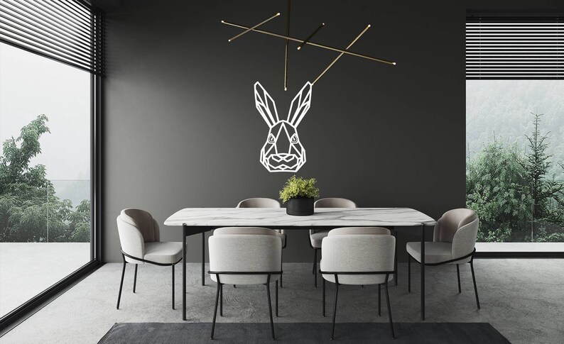 Geometric Bunny Wall Art: Baltic Birch Rabbit Decor - Etsy