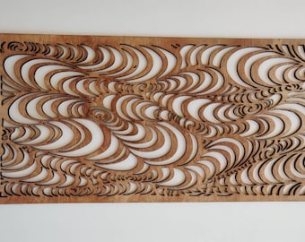 Water Pattern Birch Plywood Wall Art: Rustic Geometric Decor