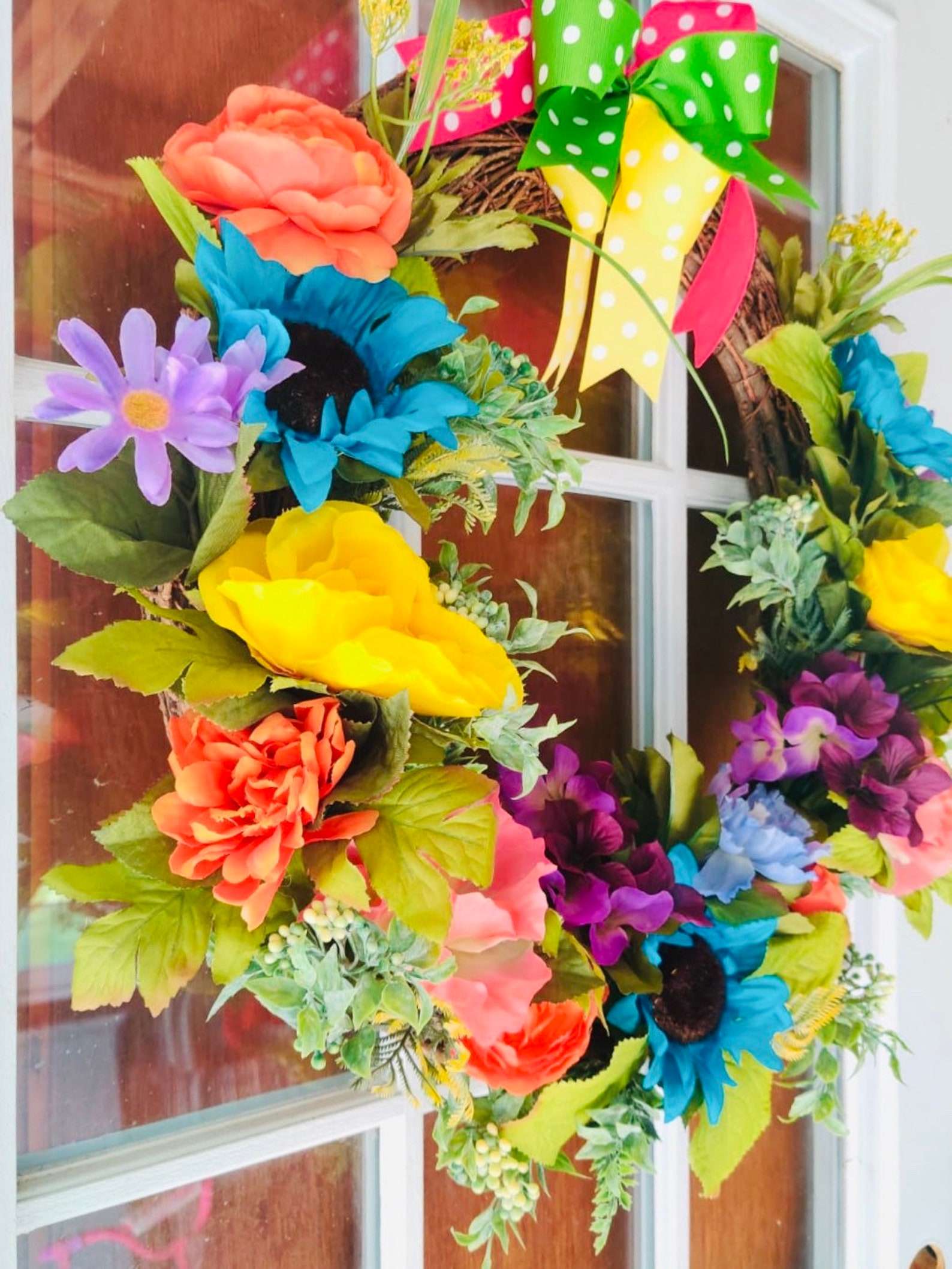 Summer Wreath Front Door Wreath Multicolored Wreath Bright Etsy