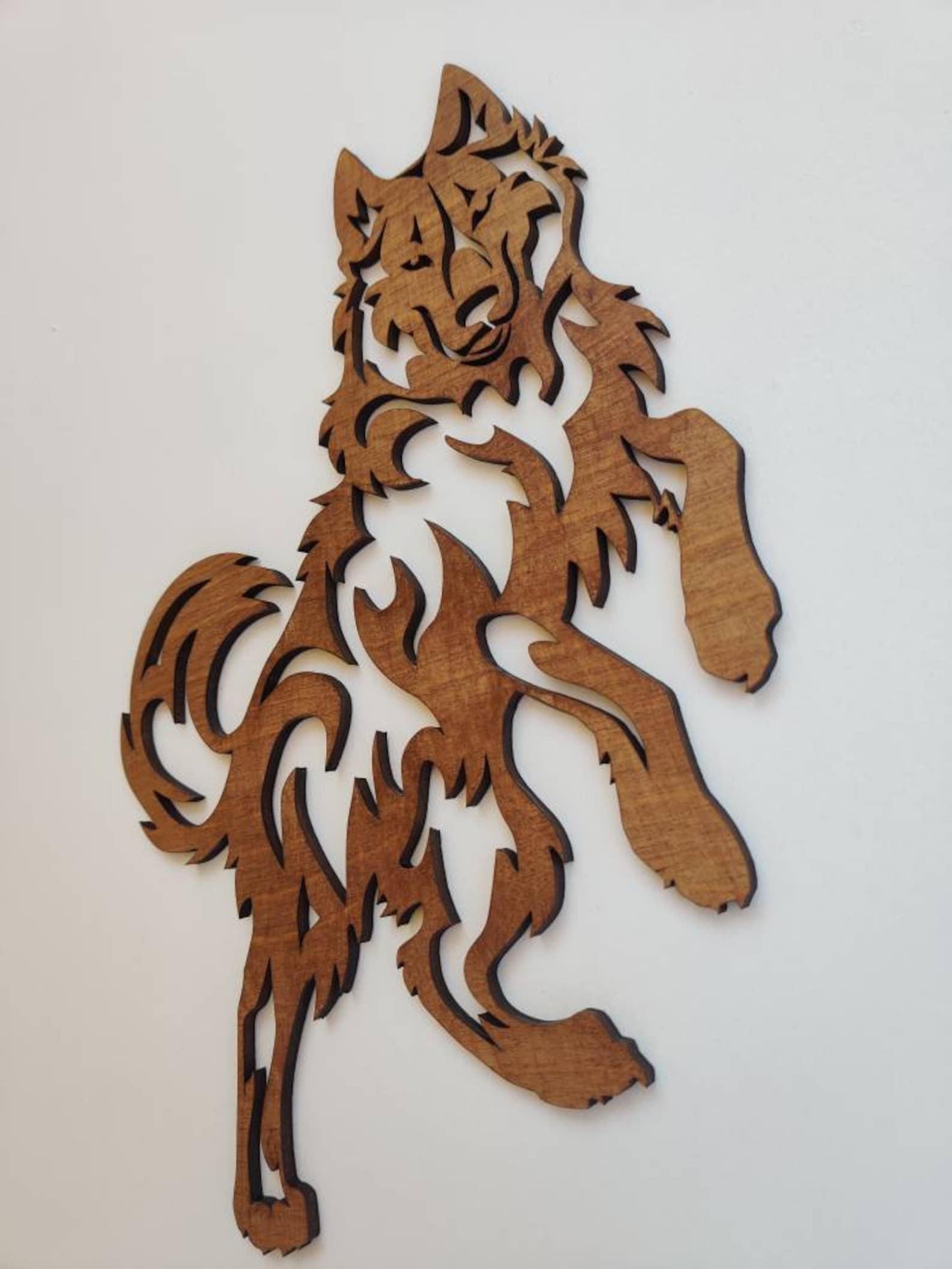 Wolf Wooden Wall Art Wolf Wall Hangings Man Cave Decor Etsy