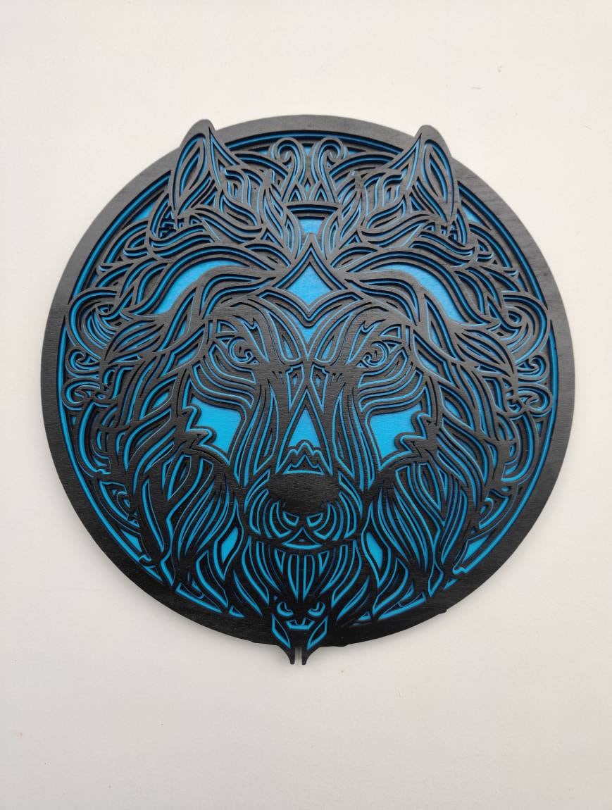 Download Geometric Layered Wooden Wolf Cut Out Wolf Wall Art Wooden Etsy