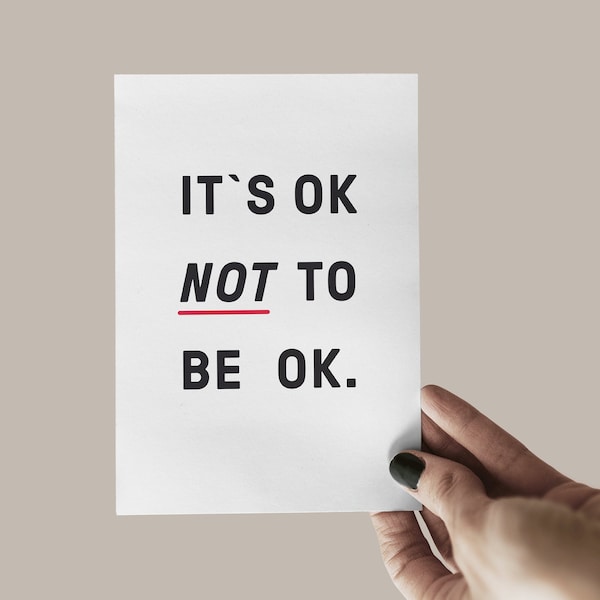 Postkarte 'It Is OK Not to Be OK' - Unterstützung und Ermutigung