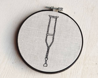 Crutch Simple Line Embroidery Wall Hanging Art