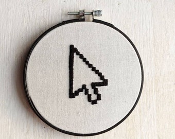 Arrow Mouse Cursor Simple Line Embroidery Wall Hanging Art