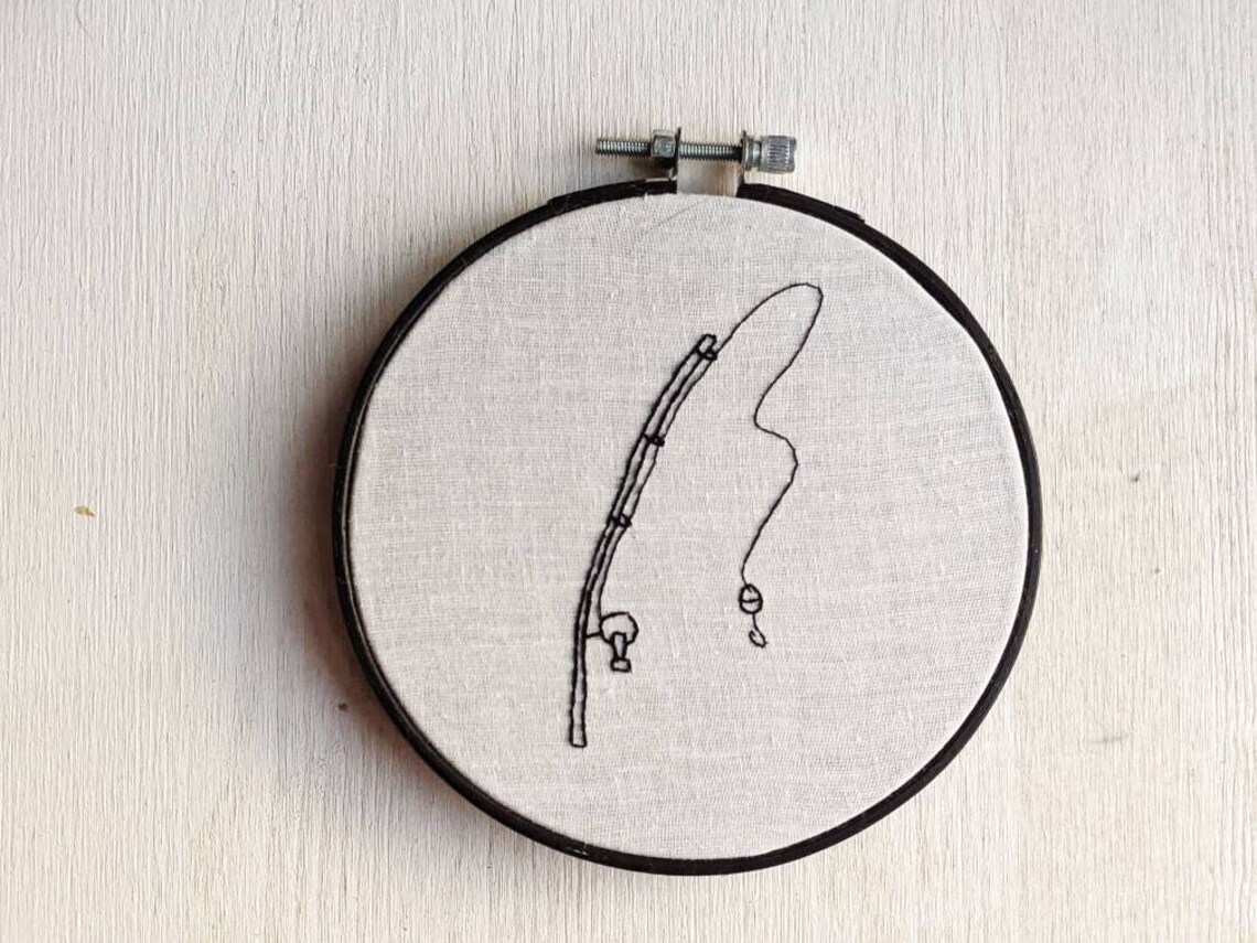 Fishing pole simple line jessecmault wall hanging art  etsy