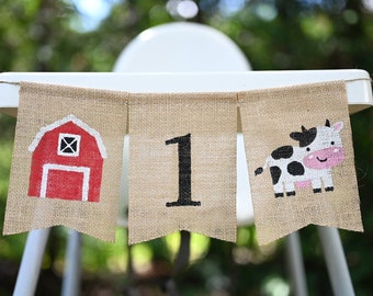 Barn One Banner, Farm First Birthday Party Decor, Barnyard Birthday Party, Farm Party Burlap Decor, Barn Birthday, Cow Banner, One Banner