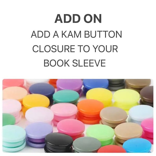 Add On KAM Snap Closure Button For Book Sleeve, Book Cover, Pouch, E-Reader, Tablet Protection, Book Lover, Book Cover Gift