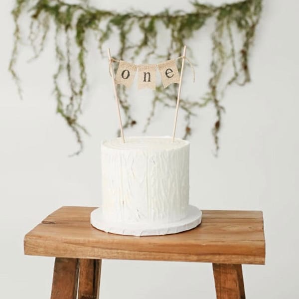 One Cake Topper, 1st Birthday Cake Smash Topper, Burlap Cake Topper, First Birthday, 1st Cake Topper, Cake Topper, Rustic Cake Topper