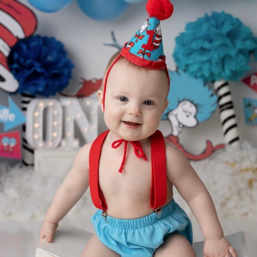 Cake Smash Outfit Boy Birthday Cat in the Hat Dr. Seuss Outfit Etsy