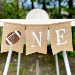 Football First Birthday Banner, Football 1st Highchair Banner, Football Banner, Football One Banner, Football Burlap Banner, Cake Smash