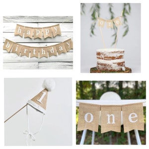 One Banner, First Birthday Banner, One Bunting, One Burlap Banner, One Highchair Banner, Highchair Banner