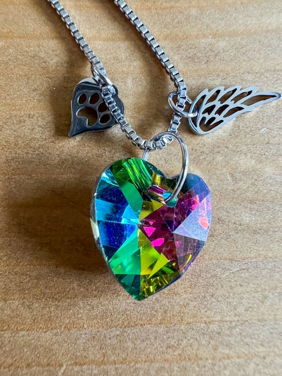 Rainbow Bridge Necklace / Pet Memorial Necklace / Heart Etsy
