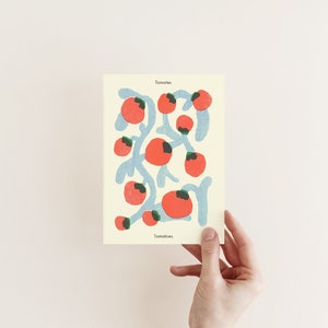 Tomatoes on the Vine Risograph Print A5 | Made in Portugal | Fruit and Vegetables | Uni Room Decor