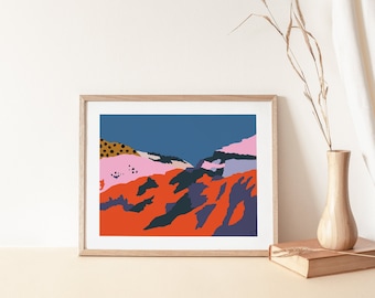 Ethiopian Mountain Artwork Blue Sky Giclee Card Physical Print of African Landscape | Modern African Art | Ethiopia Art | Black Owned Shops