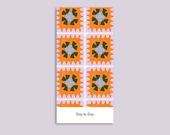 Recycelter Notizblock Tag zu Tag mit Quilt Muster Cooles Design Retro To Do Liste