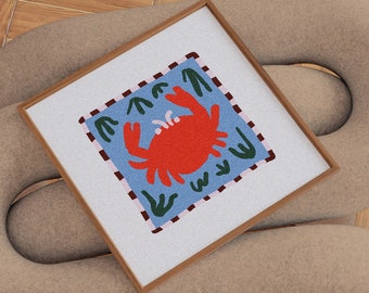 Jolly Good Crab Print | Sea Life Print | Wall Art | Decor | Scallop Decor