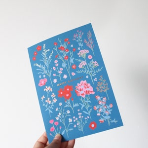 Foil Pretty Birthday Card por Emma Make With Rose Envelope rosa tamanho A5 C5 | Pressed Flower Art