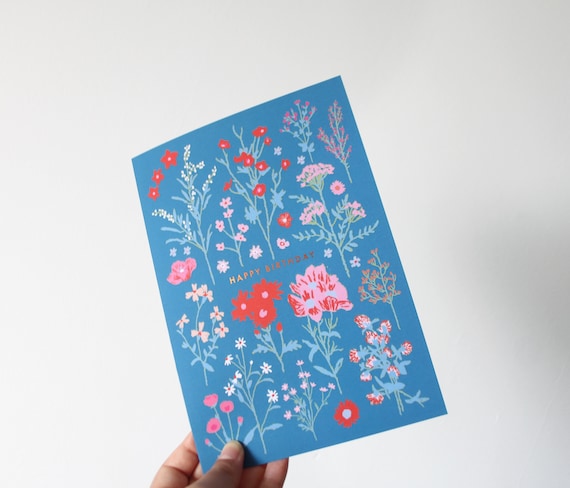 Foil Pressed Flower Birthday Card | Gardener Gift