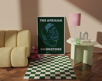 Emerald Green Wall Art African Art Prtinable | The Fictional French African Bookstore in Paris | Makonde Mask Mozambique