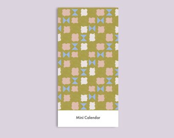 Recycled Notepad Mini Calendar with Quilt Pattern Cool Design Retro To Do List