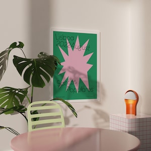 Cartel de diseño gráfico estrella del Festival Santos Populares en Lisboa Portugal, decoración de sala independiente imagen 1