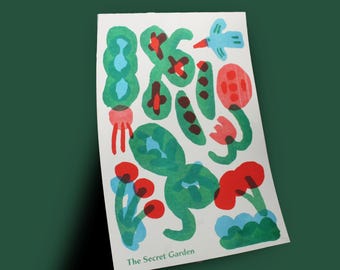 The Secret Garden Riso Risograph A3 Artwork Wall Art Original
