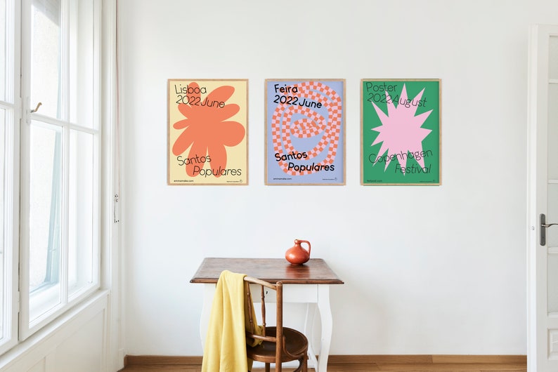 Cartel de diseño gráfico estrella del Festival Santos Populares en Lisboa Portugal, decoración de sala independiente imagen 3