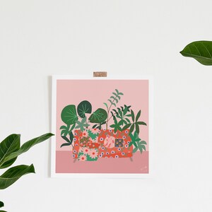 Bohemian Floral Still Life Sofa and Plant Interior Printable Instant Download Print Yourself image 1