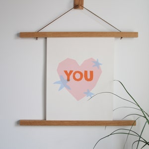 Love You Heart Screen Print, Quirky Home Decor, Twin Flame Gift, Engagement Pictures, Indie Gift image 9