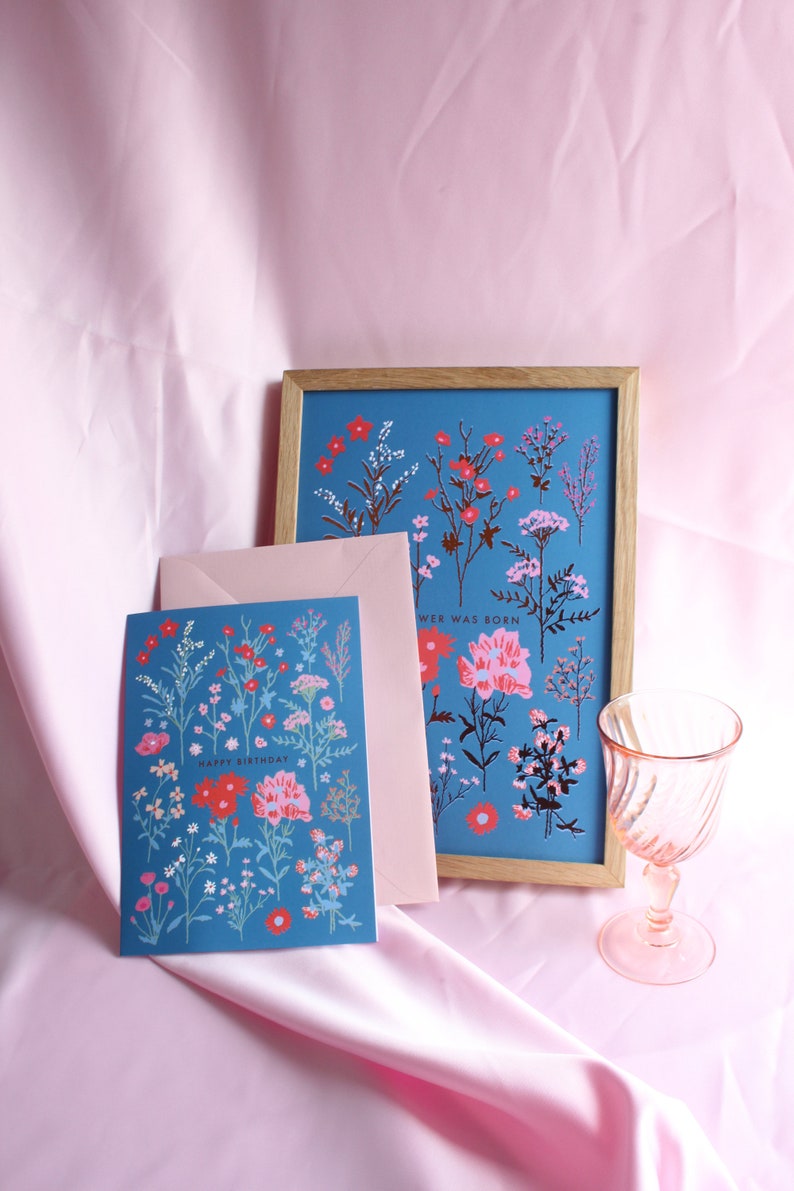 Verjaardagskaart met geperste bloem | Cadeau tuinman afbeelding 2