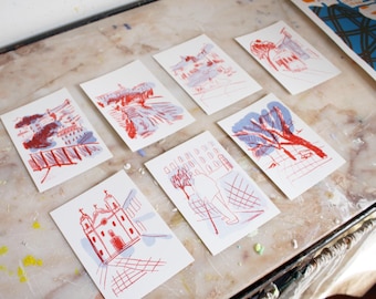 Zestaw pocztówek z Portugalii 7 pocztówek Risograph A6