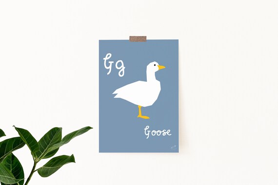 The Letter G is for Goose Art Modern Newborn Printable | Etsy UK