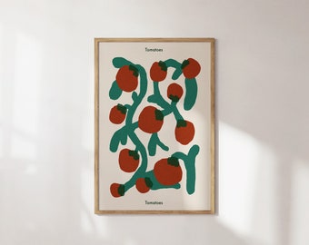 Abstract Tomatoes Kitchen Wall Decor Print | Fruit Market Print | Art Hoe